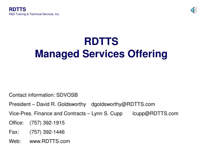 rdtts managed services offering