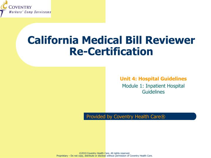 california medical bill reviewer re certification