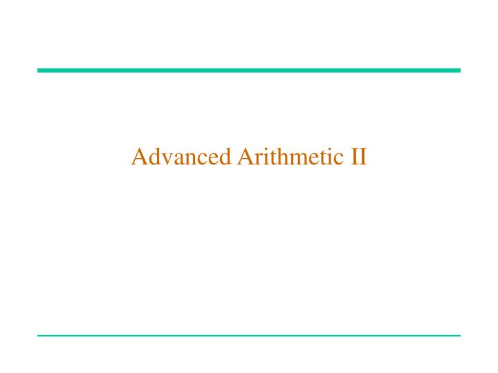 advanced arithmetic ii