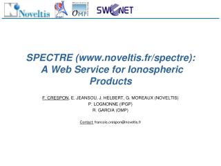 SPECTRE (noveltis.fr/spectre): A Web Service for Ionospheric Products