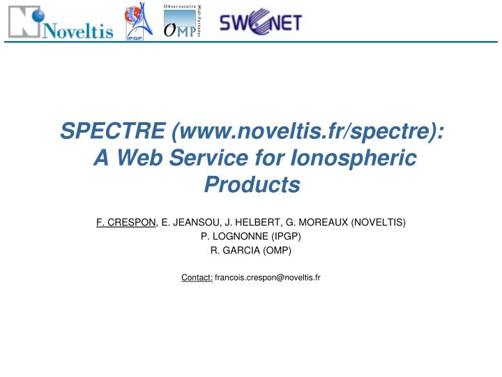 spectre www noveltis fr spectre a web service for ionospheric products