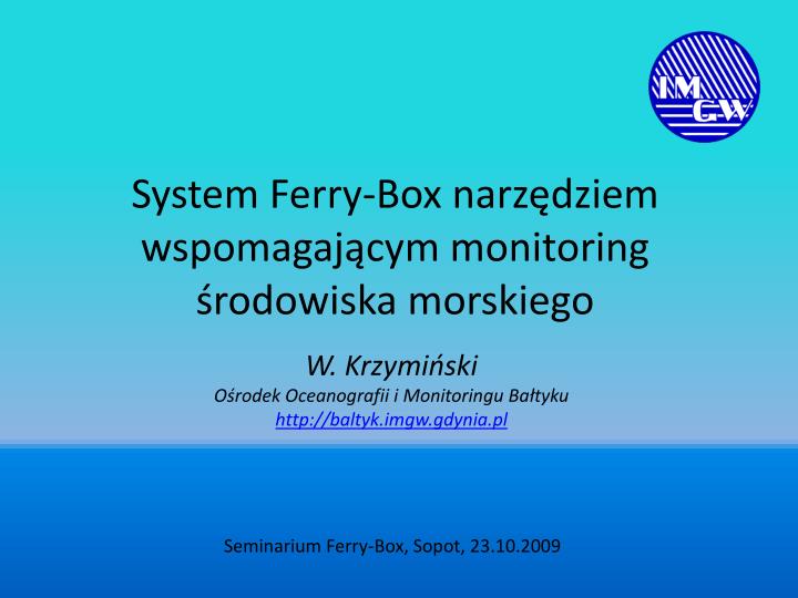 system ferry box narz dziem wspomagaj cym monitoring rodowiska morskiego