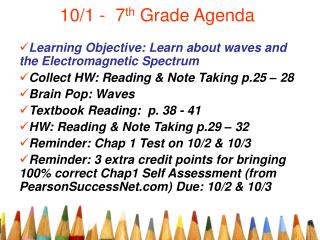 10/1 - 7 th Grade Agenda