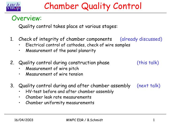 chamber quality control