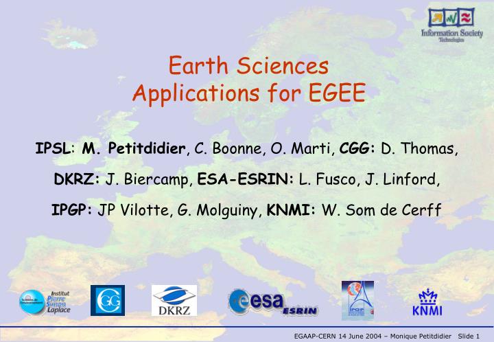 earth sciences applications for egee