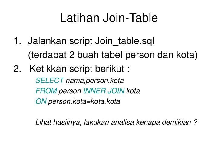 latihan join table