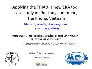 Applying the TRIAD , a new ERA tool: case study in Phu Long commune , Hai Phong , Vietnam
