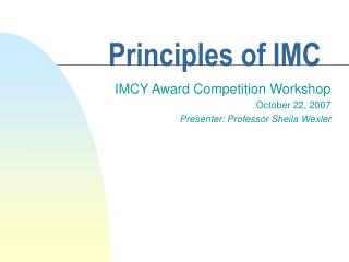 Principles of IMC