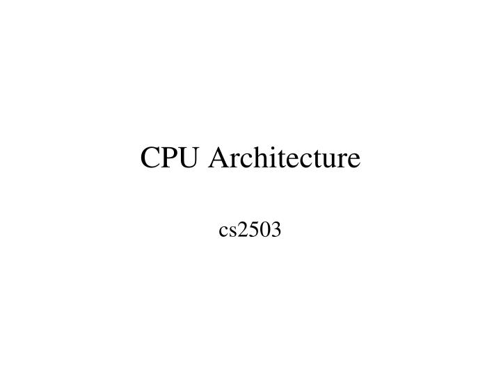 cpu architecture