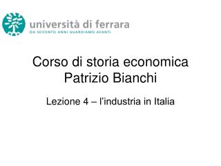 corso di storia economica patrizio bianchi