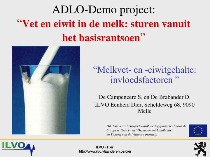 adlo demo project vet en eiwit in de melk sturen vanuit het basisrantsoen