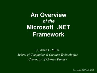 An Overview of the Microsoft . NET Framework