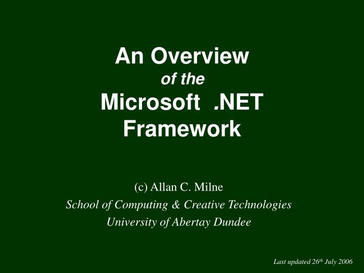 an overview of the microsoft net framework