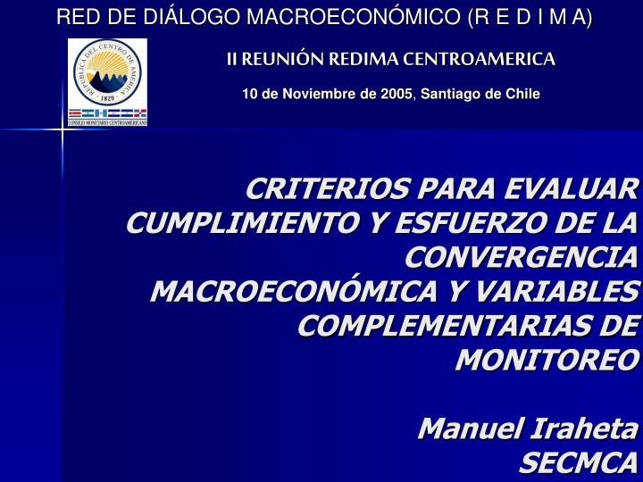 ii reuni n redima centroamerica 10 de noviembre de 2005 santiago de chile