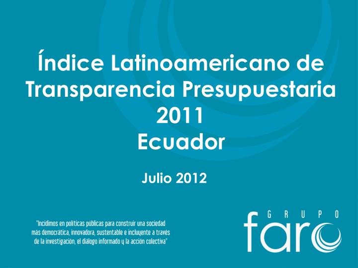 ndice latinoamericano de transparencia presupuestaria 2011 ecuador