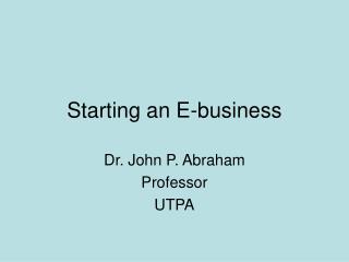 Starting an E-business