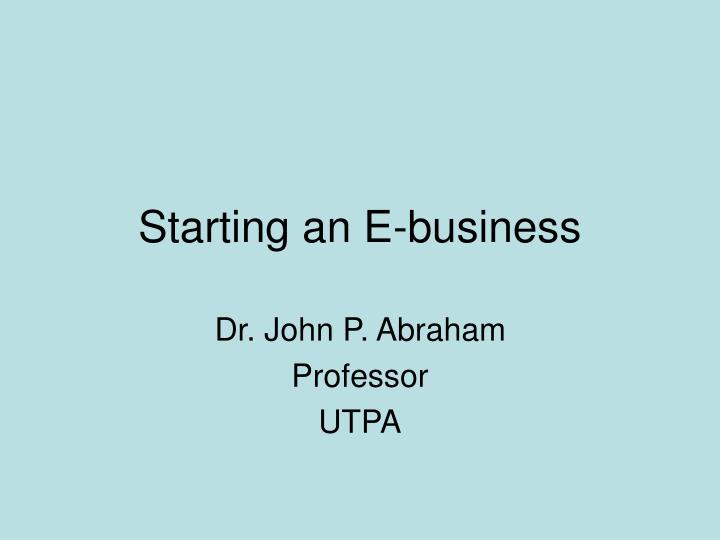 starting an e business