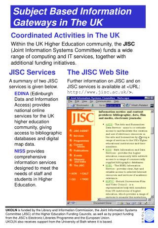 Subject Based Information Gateways in The UK