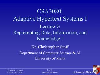 CSA3080: Adaptive Hypertext Systems I