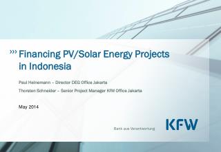 Financing PV/Solar Energy Projects in Indonesia