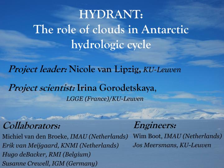 hydrant the role of clouds in antarctic hydrologic cycle