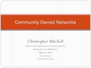 Community Owned Networks