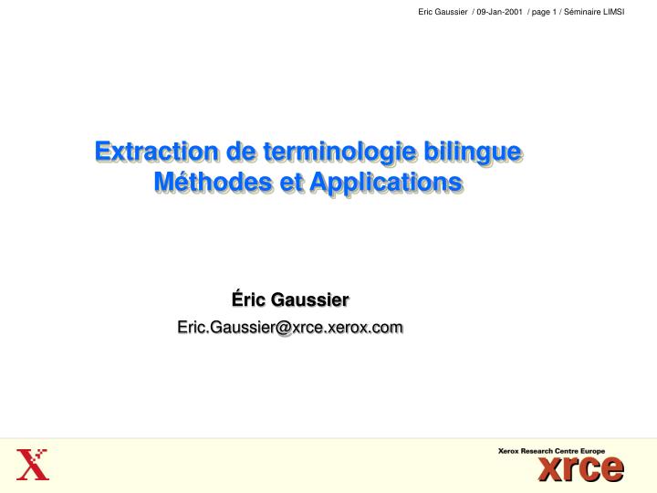 extraction de terminologie bilingue m thodes et applications