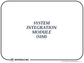 SYSTEM INTEGRATION MODULE (SIM)