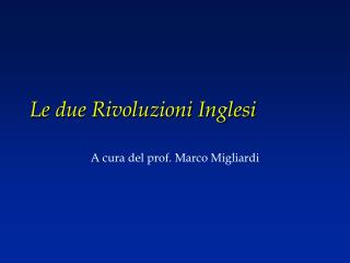 a cura del prof marco migliardi