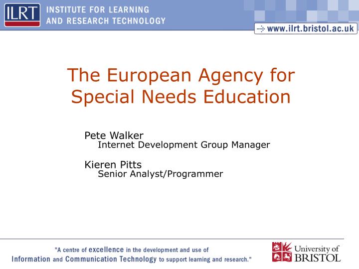 the european agency for special needs education