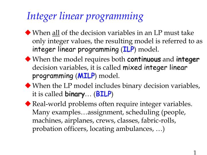 integer linear programming