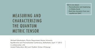 Measuring and characterizing the quantum metric tensor