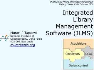 ODINCINDIO Marine Information Management Training Course 13-24 February 2006