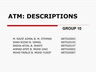 atm descriptions
