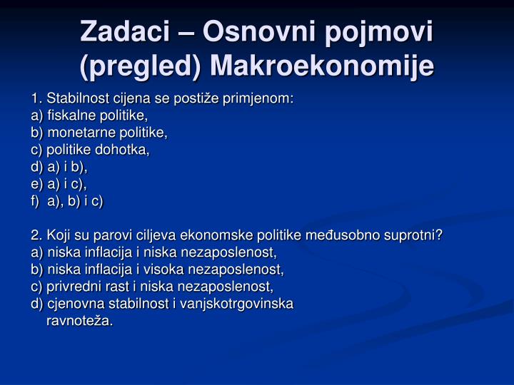 zadaci osnovni pojmovi pregled makroekonomije