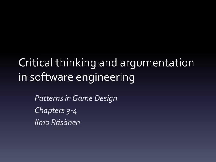 critical thinking software engineering