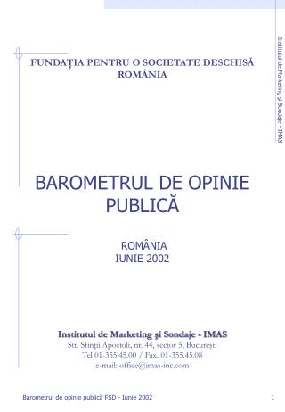 BAROMETRUL DE OPINIE PUBLICĂ ROMÂNIA IUNIE 2002
