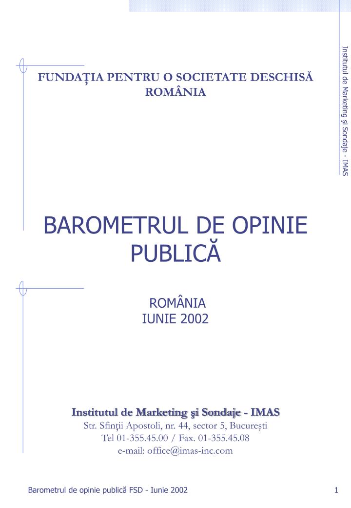 barometrul de opinie public rom nia iunie 2002
