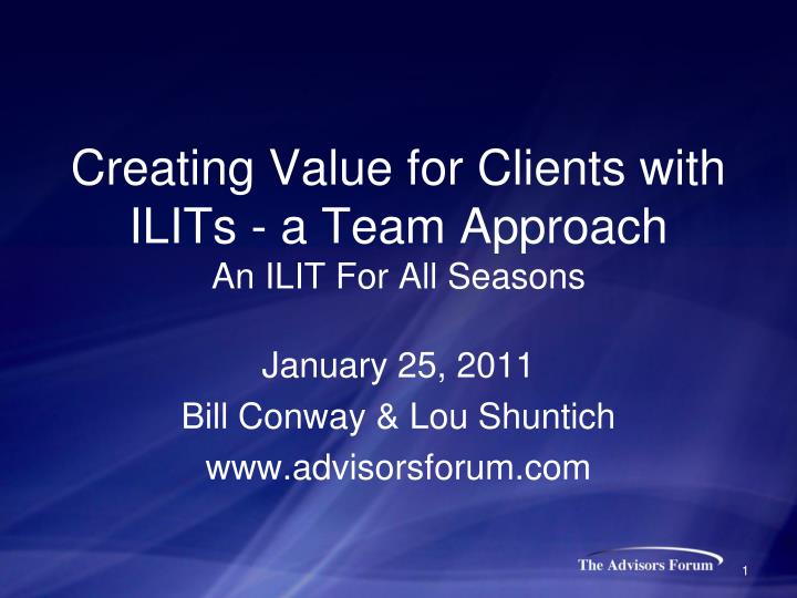 creating value for clients with ilits a team approach an ilit for all seasons