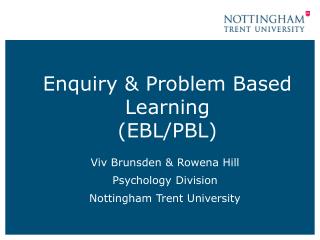 Enquiry &amp; Problem Based Learning (EBL/PBL)