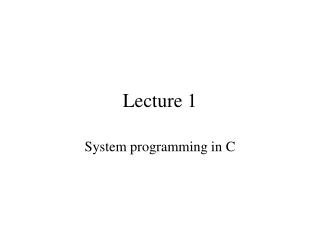 Lecture 1