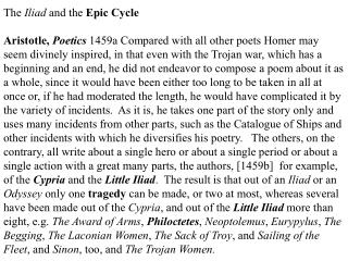 Cypria : wedding of Peleus and Thetis, Judgement of Paris, Rape of Helen, Sacrifice of Iphigenia