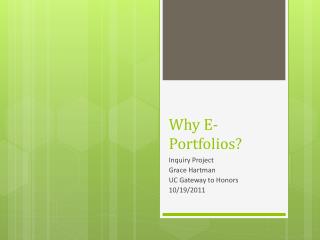 Why E-Portfolios?