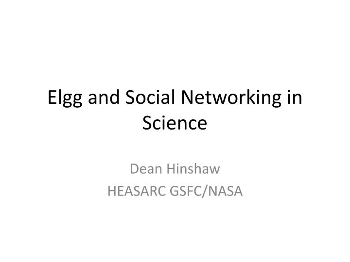 elgg and social networking in science