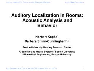 Auditory Localization in Rooms: Acoustic Analysis and Behavior
