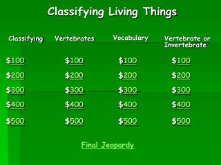 Classifying Living Things