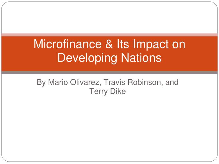 microfinance its impact on developing nations
