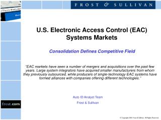 U.S. Electronic Access Control (EAC) Systems Markets Consolidation Defines Competitive Field