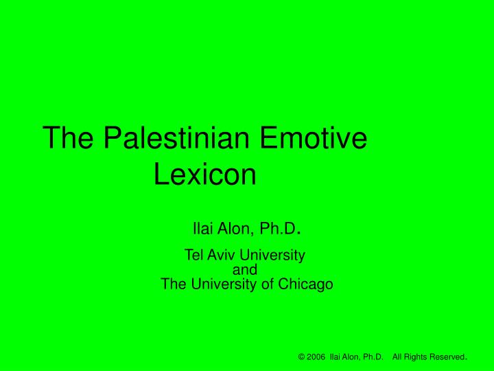 the palestinian emotive lexicon