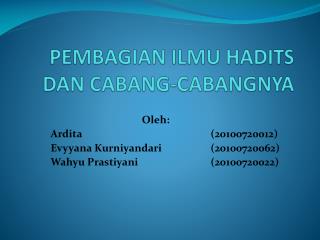 pembagian ilmu hadits dan cabang cabangnya
